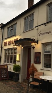 Front door of The Red Lion pub